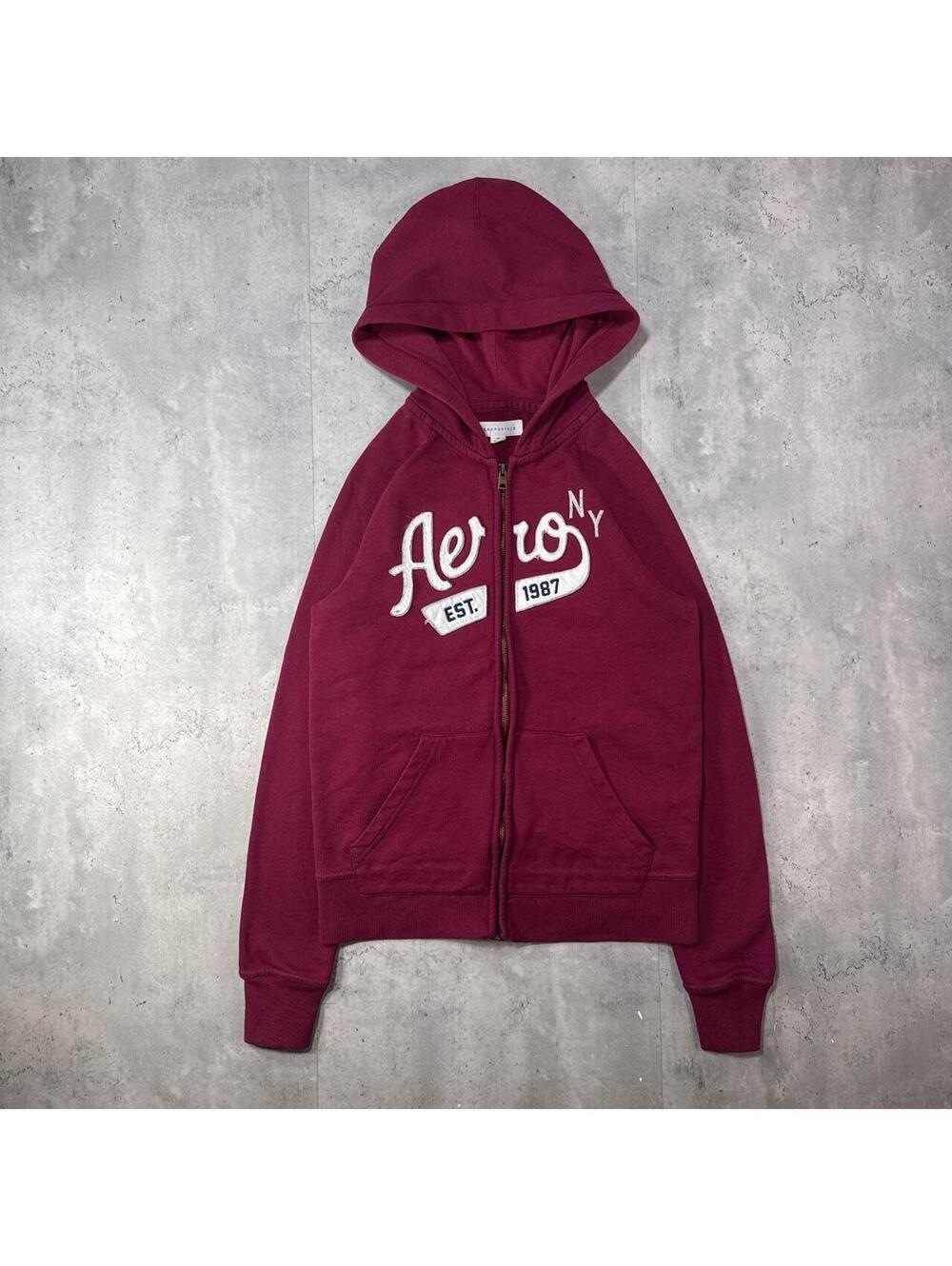 Y2K Aeropostale burgundy 00s zip up hoodie jacket